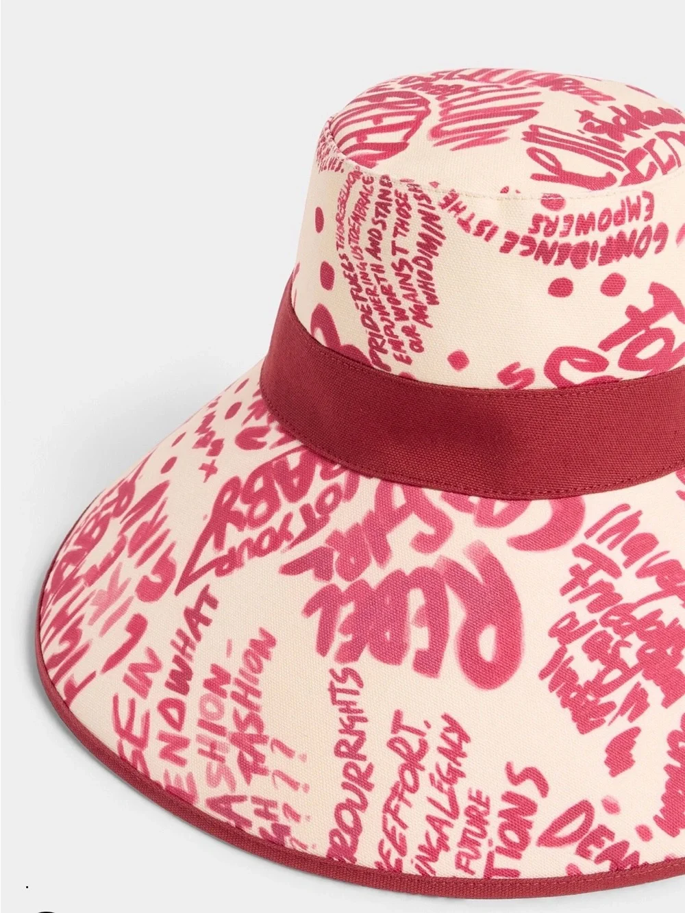 DSQUARED2 Pink and Cream Wide-Brim Graphic Sun Hat